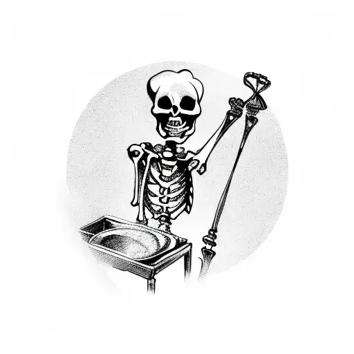 skeleton chef pipe tattoo design idea