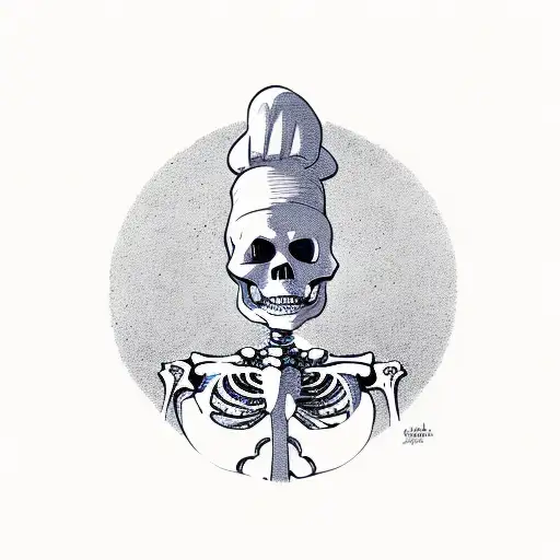 skeleton chef weed tattoo design idea