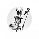 skeleton chef pipe tattoo design idea
