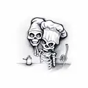 skeleton chef pipe tattoo design idea