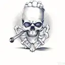 skeleton chef pipe tattoo design idea
