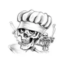 skeleton chef pipe tattoo design idea