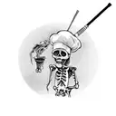 skeleton chef smoking tattoo design idea