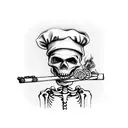 skeleton chef smoking tattoo design idea