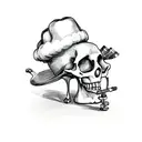 skeleton chef smoking tattoo design idea