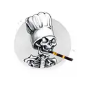 skeleton chef smoking tattoo design idea