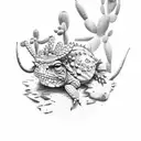 cactus with horny toad and Arizona sunset tattoo design idea