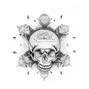 mushroom dagger skull mandala tattoo design idea