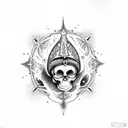 mushroom dagger skull mandala tattoo design idea