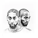 Nipsey Hussle and Kobe Bryant looking upwards at Heaven's Gate tattoo design idea