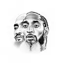 Nipsey Hussle and Kobe Bryant looking upwards at Heaven's Gate tattoo design idea