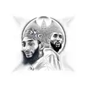 Nipsey Hussle and Kobe Bryant looking upwards at Heaven's Gate tattoo design idea