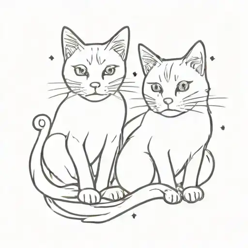 two cats and paws  tattoo design idea