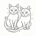 two cats and paws  tattoo design idea