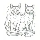 two cats and paws  tattoo design idea