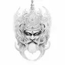 Ravana Tattoo Arranged 10 Heads In One Vertical Line  tattoo design idea