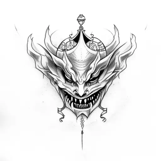 Jester with fangs tattoo design idea