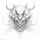 Jester with fangs tattoo design idea