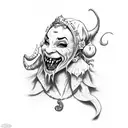 Jester with fangs tattoo design idea