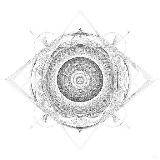 Abstract geometric pattern inspired by the concept of straight and narrow, including a spiral sun in the very center tattoo design idea