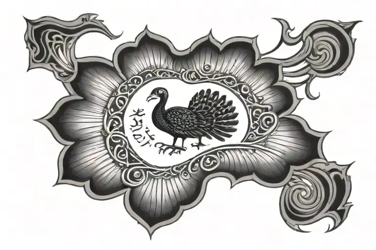 the word Kuşadası and the turkey flag intertwined tattoo design idea