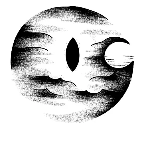 Sun and Moon, sea, surf, wind tattoo design idea