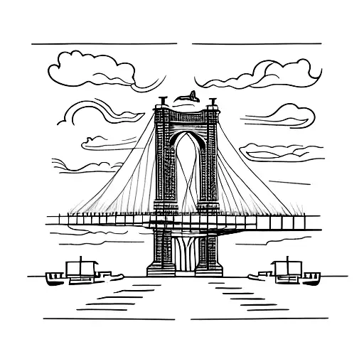 the view of the Manhattan bridge from Pier 35  tattoo design idea