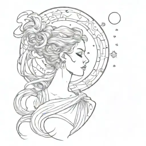 selene goddes and the moon tattoo design idea