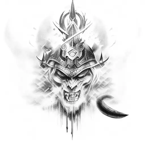 A powerful warrior battling inner demons tattoo design idea