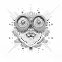 A stoic philosopher surrounded by swirling psychedelic patterns tattoo design idea