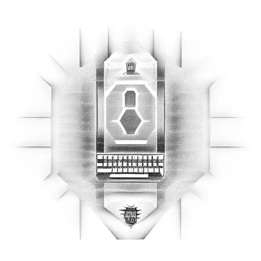 A dotwork tattoo of a computer keyboard morphing into the Kansas City Chiefs logo tattoo design idea