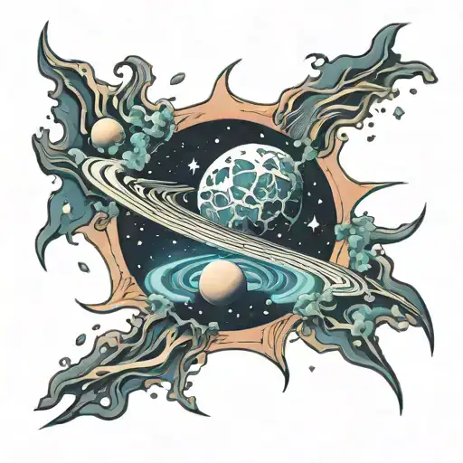 outer space galaxy creating veins tattoo design idea