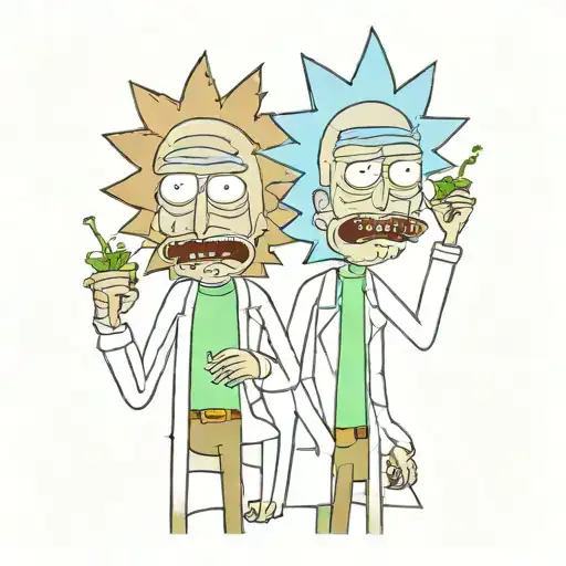 rick and morty smoking weed tattoo design idea