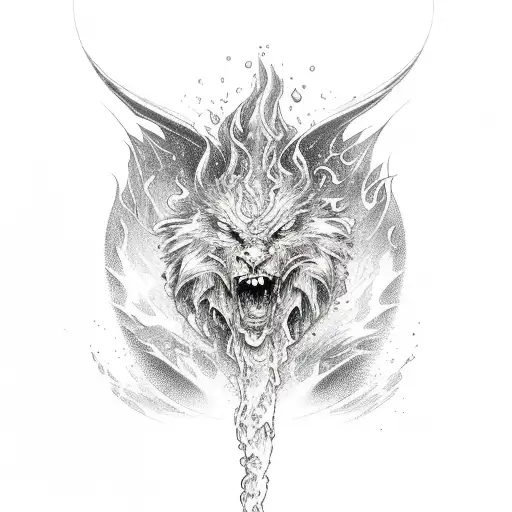 water and fire elements  tattoo design idea