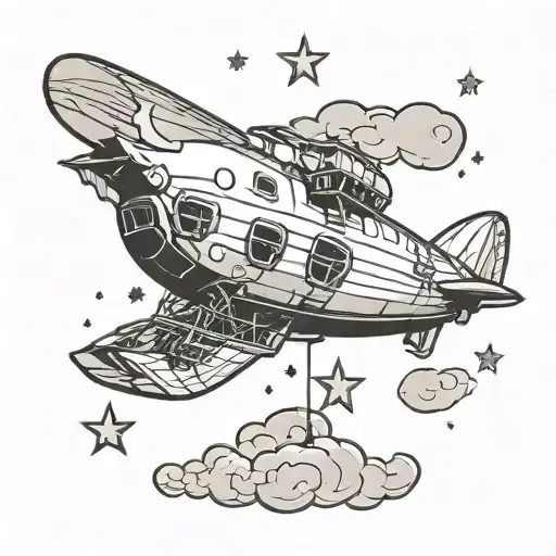 blimp with star   tattoo design idea