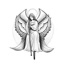 falled angel with ak 47minimalistic tattoo tattoo design idea