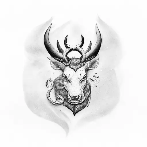 number 7 with horns on it tattoo design idea