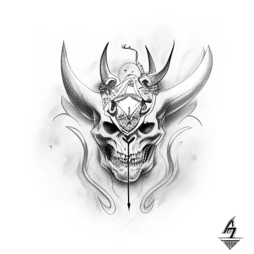 number 7 tattoo with devil horns tattoo design idea