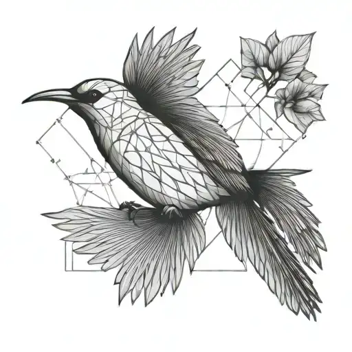 minimalist realistic fine line bird flying  tattoo design idea