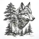 devil wolf in a forest tattoo design idea