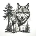 devil wolf in a forest tattoo design idea