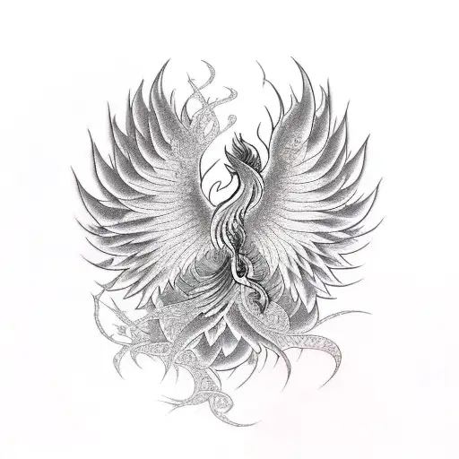 Abstract phoenix formed by musical notes tattoo design idea