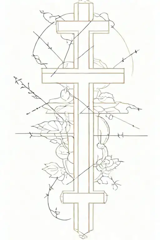 Placement: Forearm and lower bicep Main Element: Cross with a hollow. interior Top: “God” Right: “Family” Left: “Myself” tattoo design idea