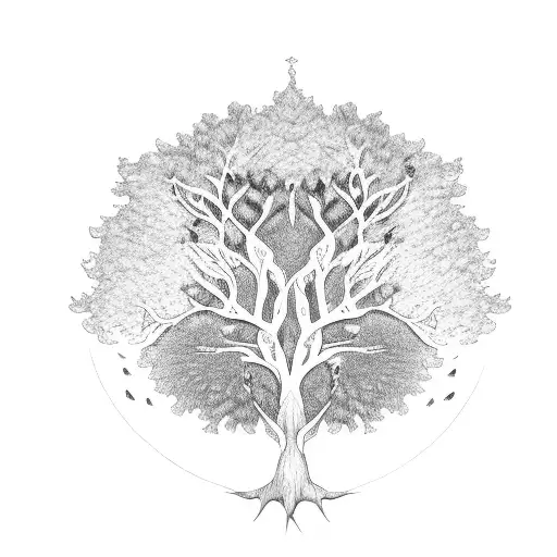 family tree with branches and fingerprints as the leaves tattoo design idea