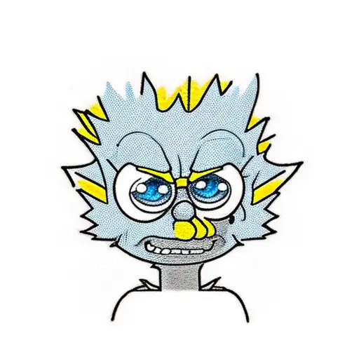 mini tattoo in the style of bart simpson who is sad tattoo design idea