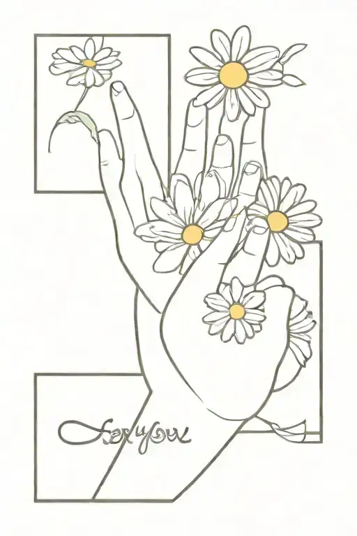 i love you in sign language with daisies and infinity  tattoo design idea