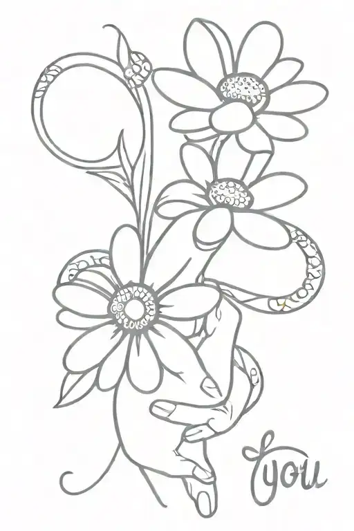 i love you in sign language with daisies and infinity  tattoo design idea