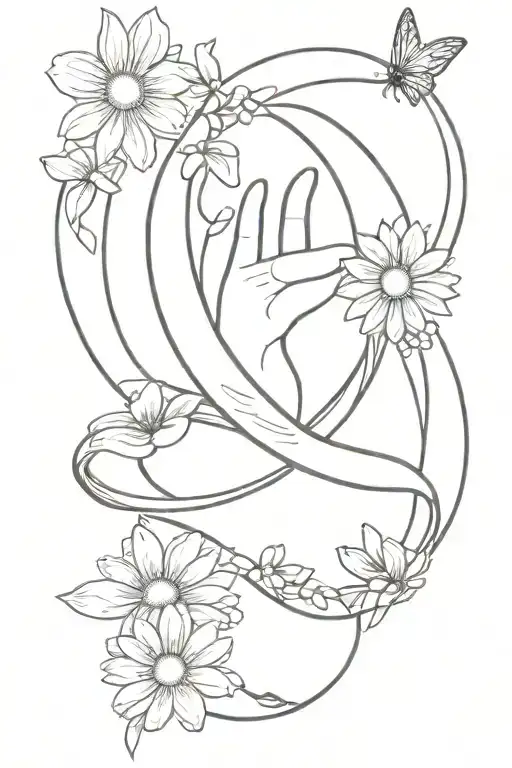 i love you in sign language with daisies and infinity  tattoo design idea