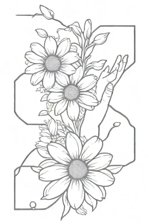 i love you in sign language with daisies and infinity  tattoo design idea