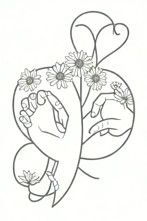 i love you in sign language with daisies and infinity  tattoo design idea